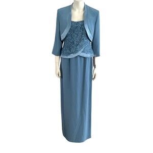 Montage By Mon Cheri Size 10 Dress Blue Embellished Mother Of The Bride